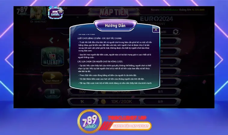 Hướng dẫn chơi Liêng tại cổng game 789Club săn thưởng khủng Hướng dẫn chơi Liêng tại cổng game 789Club săn thưởng khủng